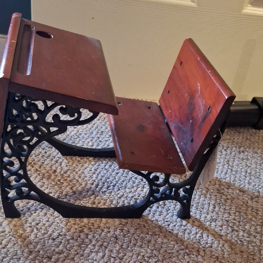 Vintage American Girl Samantha Wooden School Desk with Black Iron Frame
